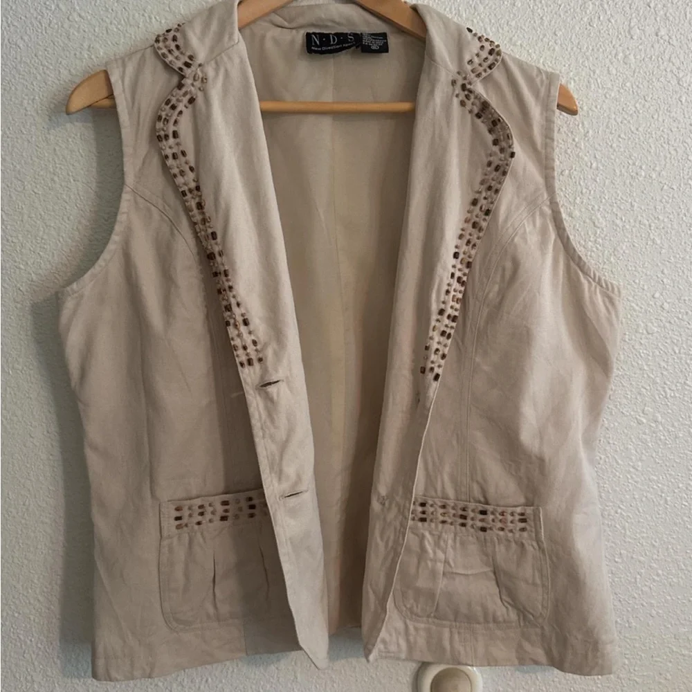 Vintage New Direction Sport Beaded Vest 90s Boho Coastal Cowgirl - Picture 2 of 7